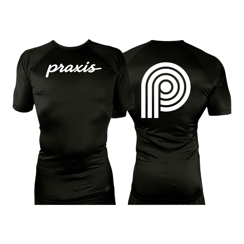 PRXS JJ All Black Rash Guards Short Sleeves #8275 B