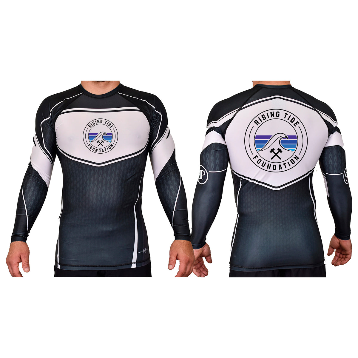 Rising Tide Foundation Academy Rash Guards Black/White #8277 A