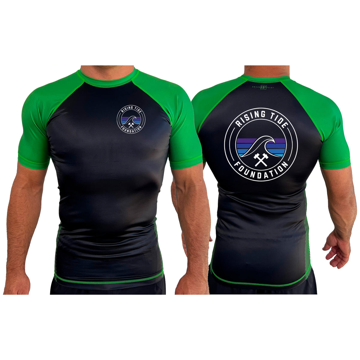 Rising Tide Foundation All Black Ranked Short Sleeve Rash Guards #8277 A