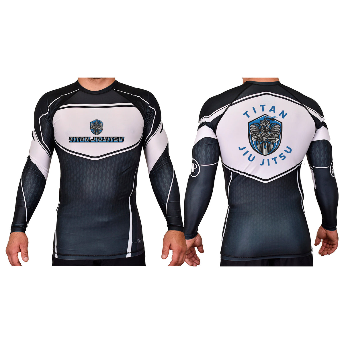 Titan Jiu Jitsu LLC Academy Rash Guards Black/White #8281