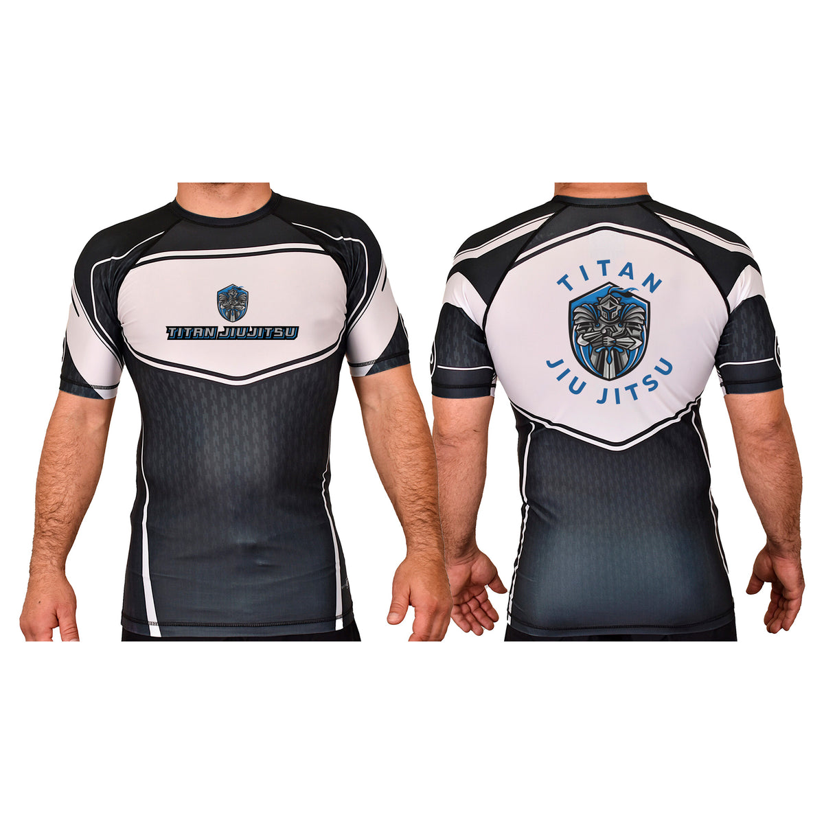 Titan Jiu Jitsu LLC Academy Rash Guards Black/White #8281