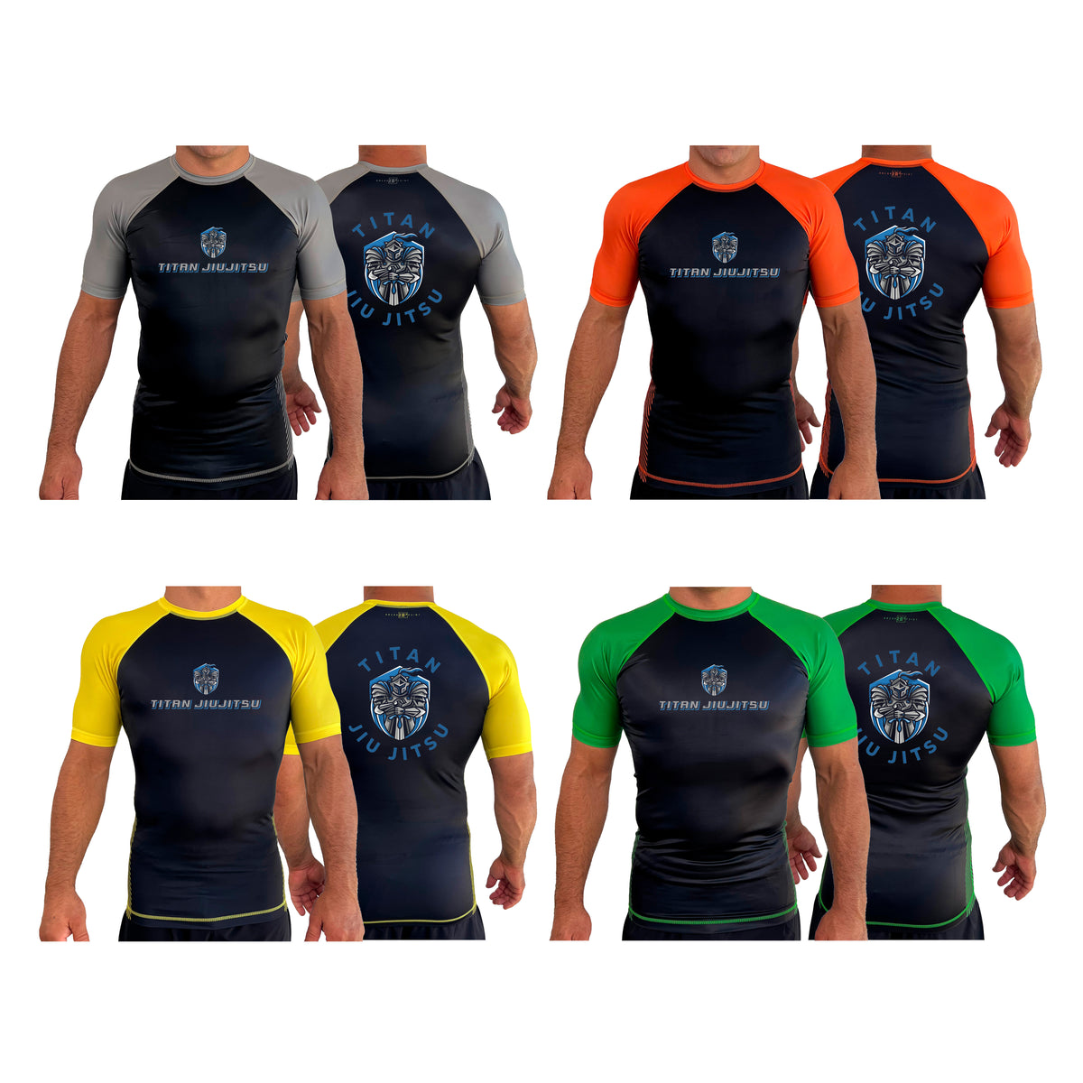 Titan Jiu Jitsu LLC All Black Ranked Short Sleeve Rash Guards #8281