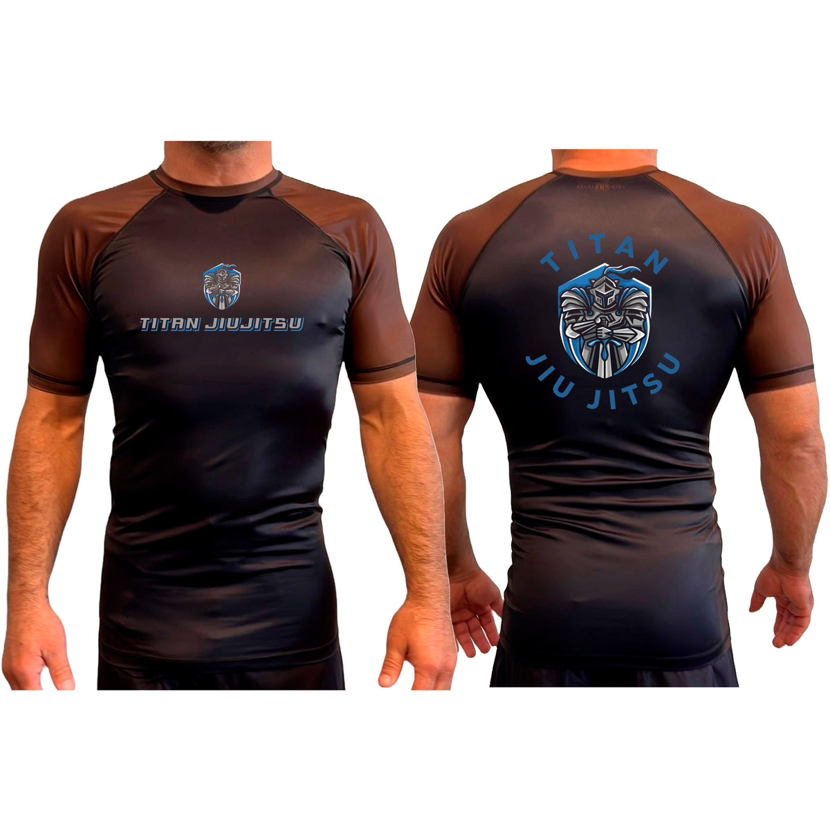 Titan Jiu Jitsu LLC All Black Ranked Short Sleeve Rash Guards #8281