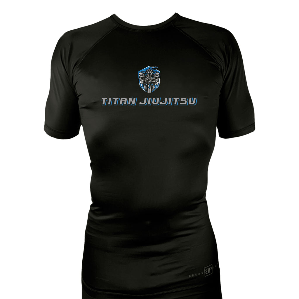 Titan Jiu Jitsu LLC All Black Custom Rash Guards Short Sleeves #8281