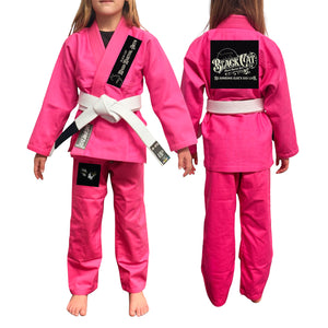 Black Cat Mixed Martial Arts and Self Defense Academy Kids Gi - Pink #899 A