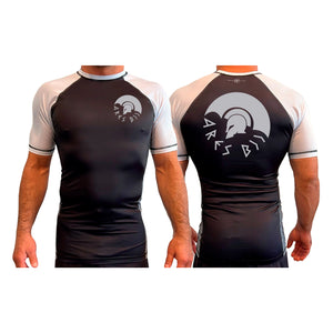 Ares BJJ Official All Black Ranked Short Sleeve Rash Guards