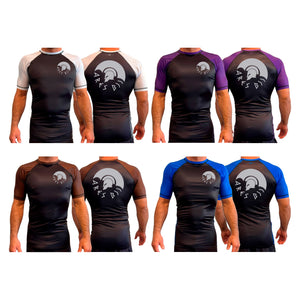 Ares BJJ Official All Black Ranked Short Sleeve Rash Guards