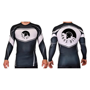 Ares BJJ Official Academy Rash Guards Black/White