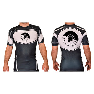 Ares BJJ Official Academy Rash Guards Black/White