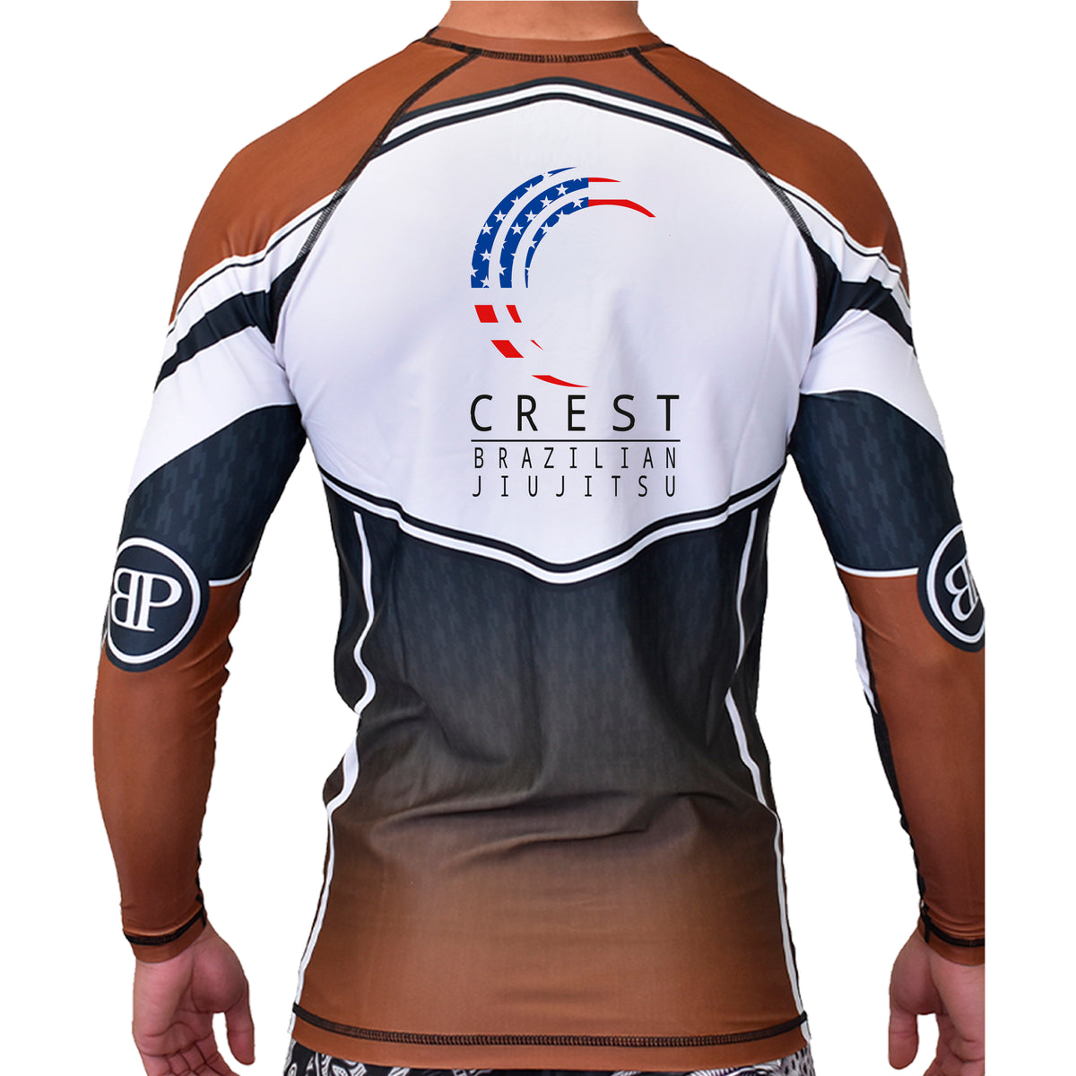Crest Brazilian Jiu Jitsu Academy Ranked Long Sleeve Rash Guards #8008
