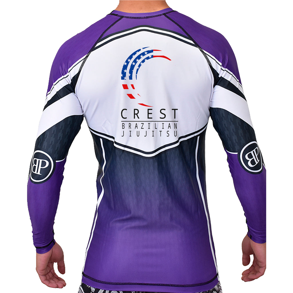 Crest Brazilian Jiu Jitsu Academy Ranked Long Sleeve Rash Guards #8008
