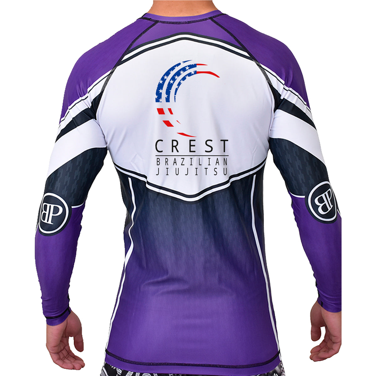 Crest Brazilian Jiu Jitsu Academy Ranked Long Sleeve Rash Guards #8008