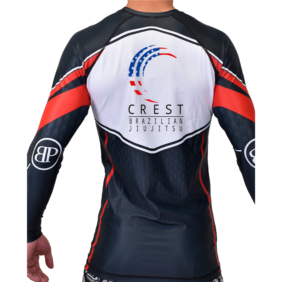 Crest Brazilian Jiu Jitsu Academy Ranked Long Sleeve Rash Guards #8008