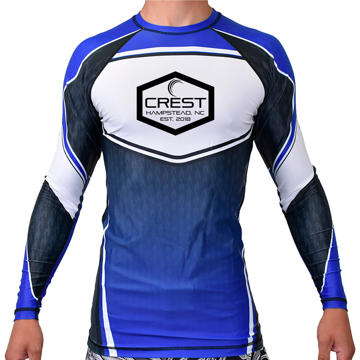 Crest Brazilian Jiu Jitsu Academy Ranked Long Sleeve Rash Guards #8008