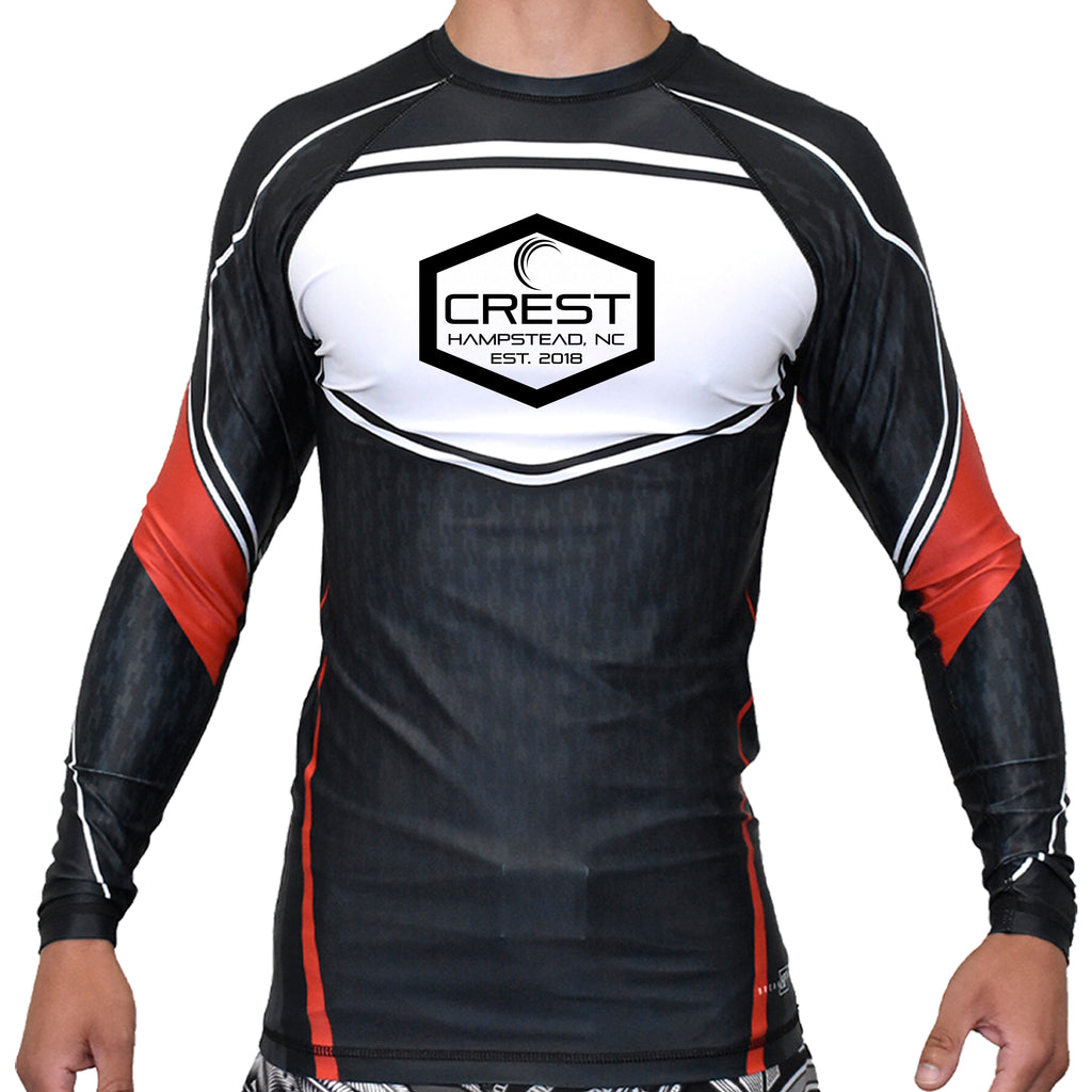 Crest Brazilian Jiu Jitsu Academy Ranked Long Sleeve Rash Guards #8008