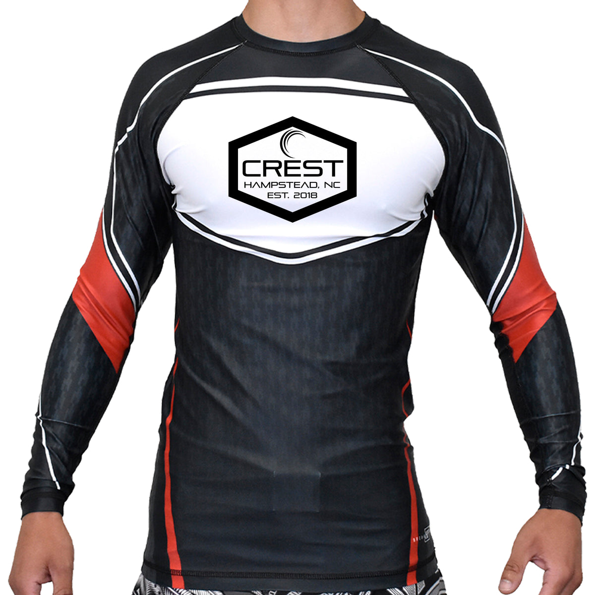 Crest Brazilian Jiu Jitsu Academy Ranked Long Sleeve Rash Guards #8008