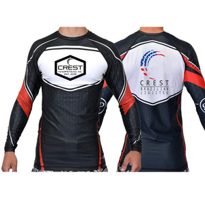 Crest Brazilian Jiu Jitsu Academy Ranked Long Sleeve Rash Guards #8008