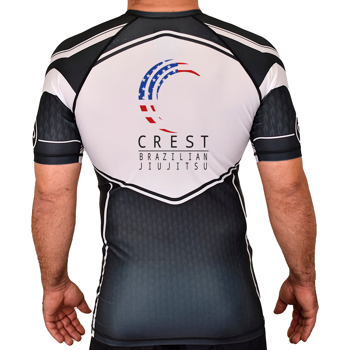 Crest Brazilian Jiu Jitsu Academy Rash Guards Black/White #8008