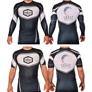Crest Brazilian Jiu Jitsu Academy Rash Guards Black/White #8008