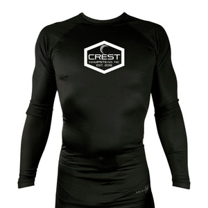Crest Brazilian Jiu Jitsu All Black Custom Rash Guards Long Sleeves #8008