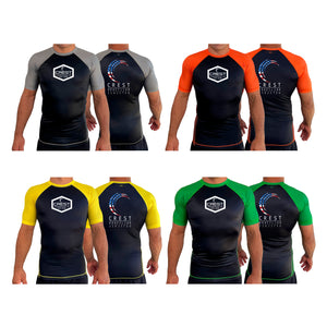 Crest Brazilian Jiu Jitsu All Black Ranked Short Sleeve Rash Guards  #8008