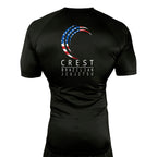 Crest Brazilian Jiu Jitsu All Black Custom Rash Guards Short Sleeves #8008