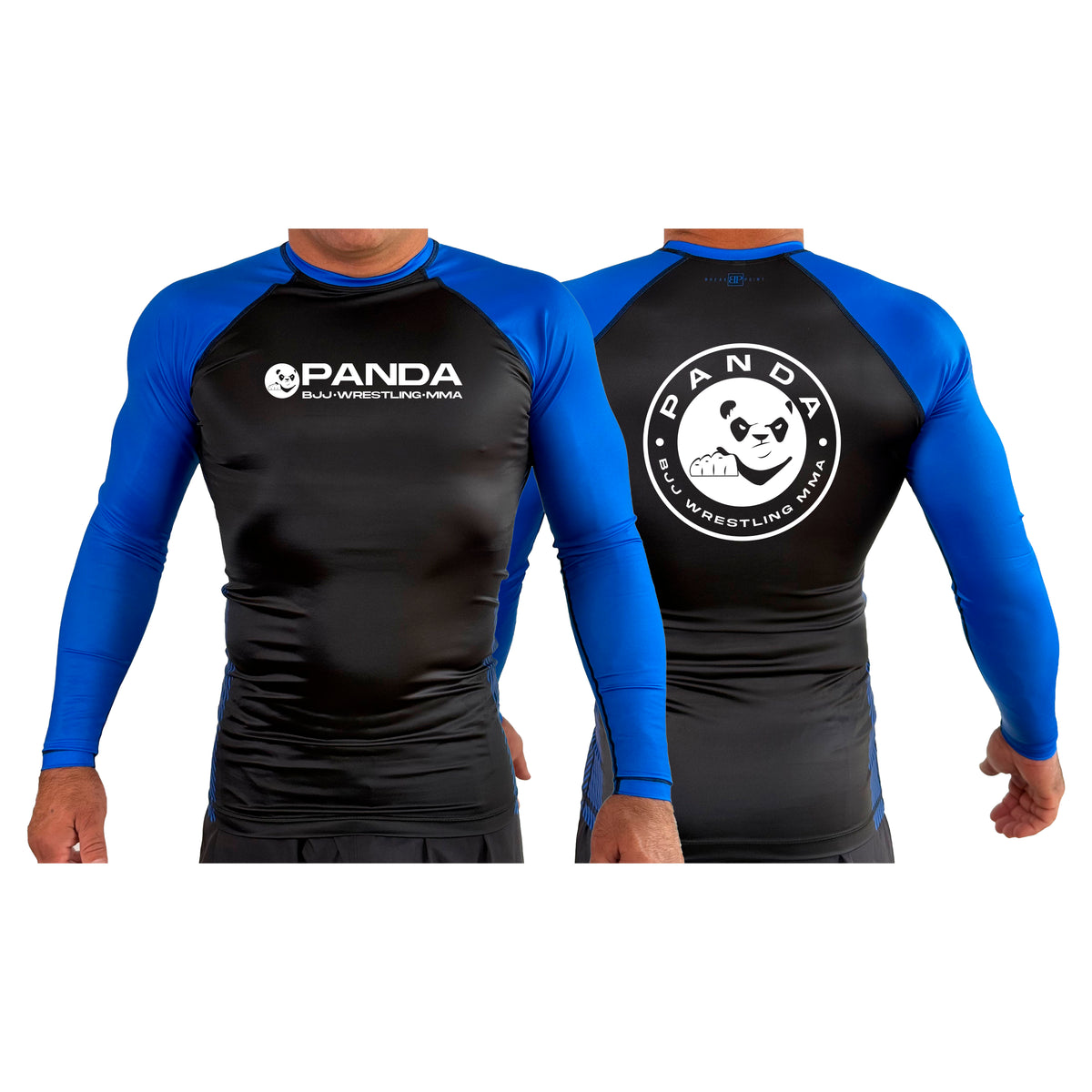 Panda BJJ All Black Ranked Long Sleeve Rash Guards #8038 A