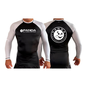 Panda BJJ All Black Ranked Long Sleeve Rash Guards #8038 A
