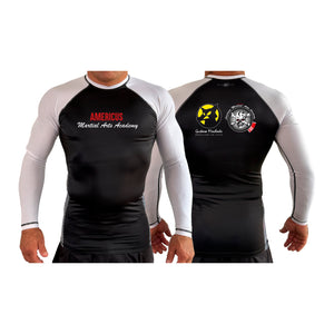 Americus Martial Arts All Black Ranked Long Sleeve Rash Guards #8040 A