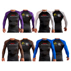 Americus Martial Arts All Black Ranked Long Sleeve Rash Guards #8040 A