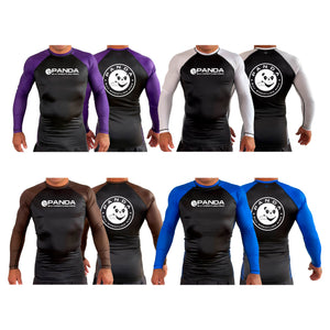 Panda BJJ All Black Ranked Long Sleeve Rash Guards #8038 A