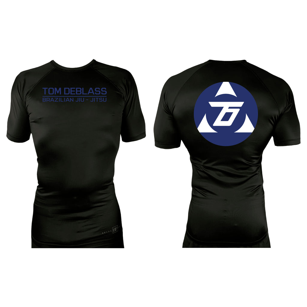 Tom DeBlass All Black Custom Rash Guards Short Sleeve #8003
