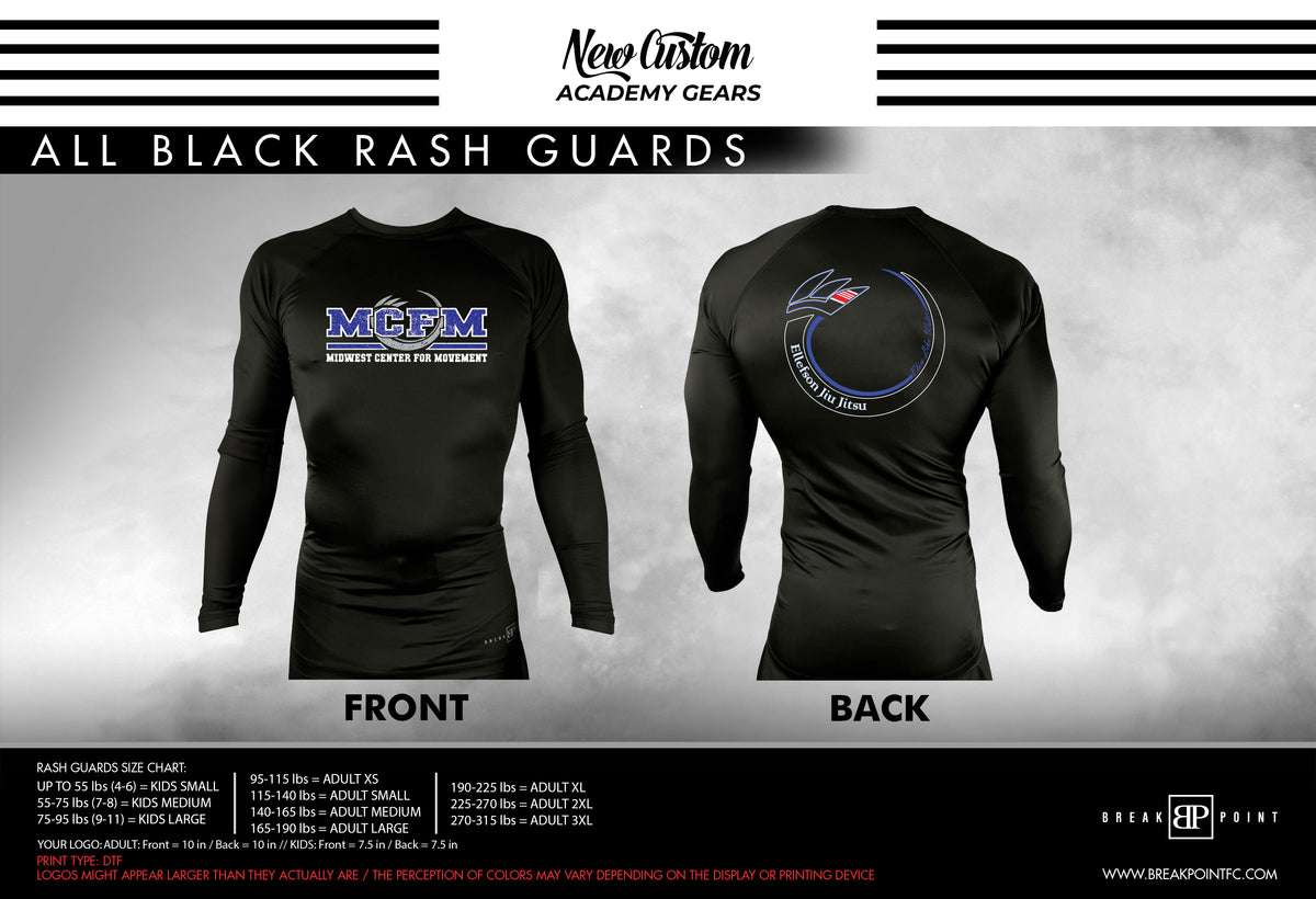 Black All Black Custom Rash Guards Long Sleeves