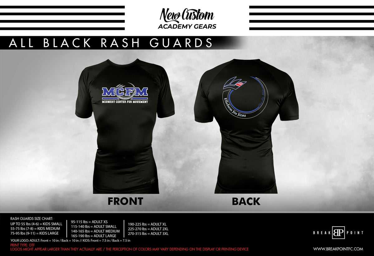 Black All Black Custom Rash Guards Short Sleeves