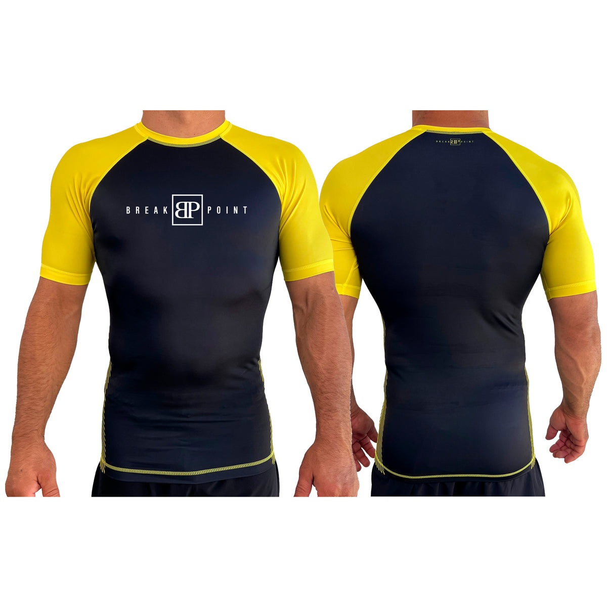 Break Point All Black Ranked Short Sleeve Rash Guards