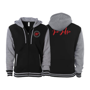 Break Point Academy Varsity Zip-Up Hoodies - Black/Heather Gray