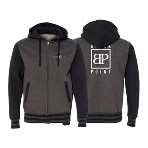 Break Point Academy Varsity Zip-Up Hoodies - Charcoal Heather/Black