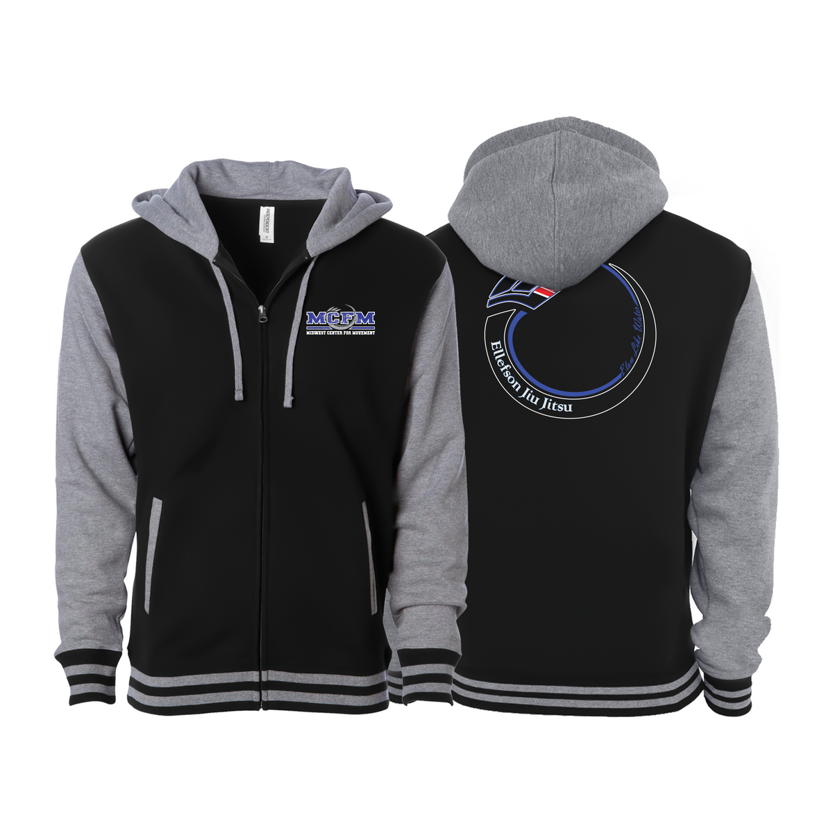 Black/Heather Gray Academy Varsity Zip-Up Hoodies