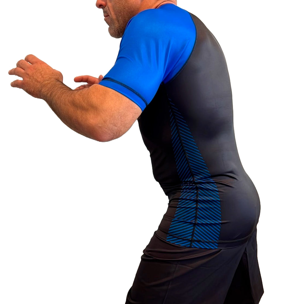 Kronos All Black Ranked Short Sleeve Rash Guards #8002