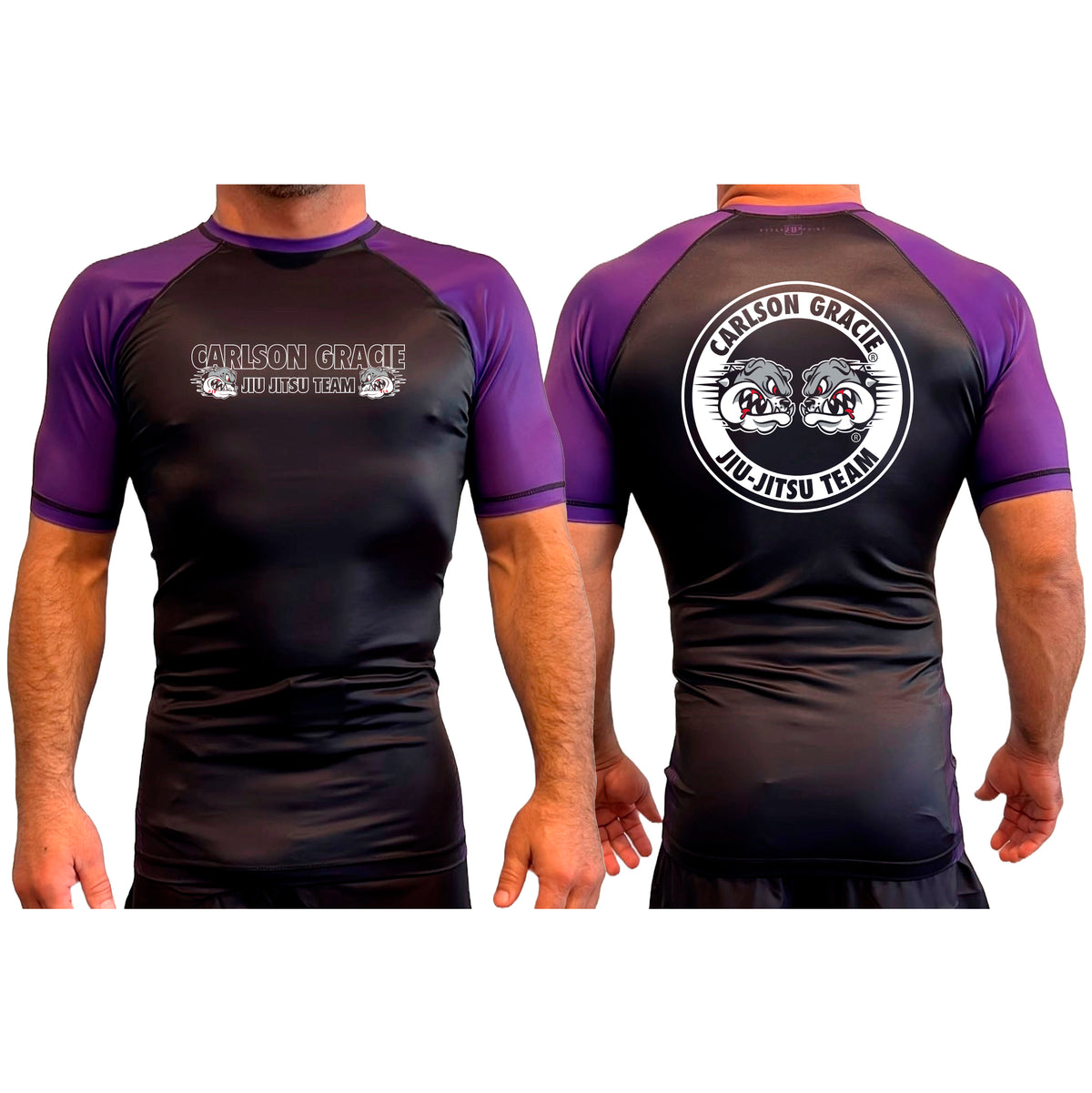 Carlson Gracie Team All Black Ranked Short Sleeve Rash Guards
