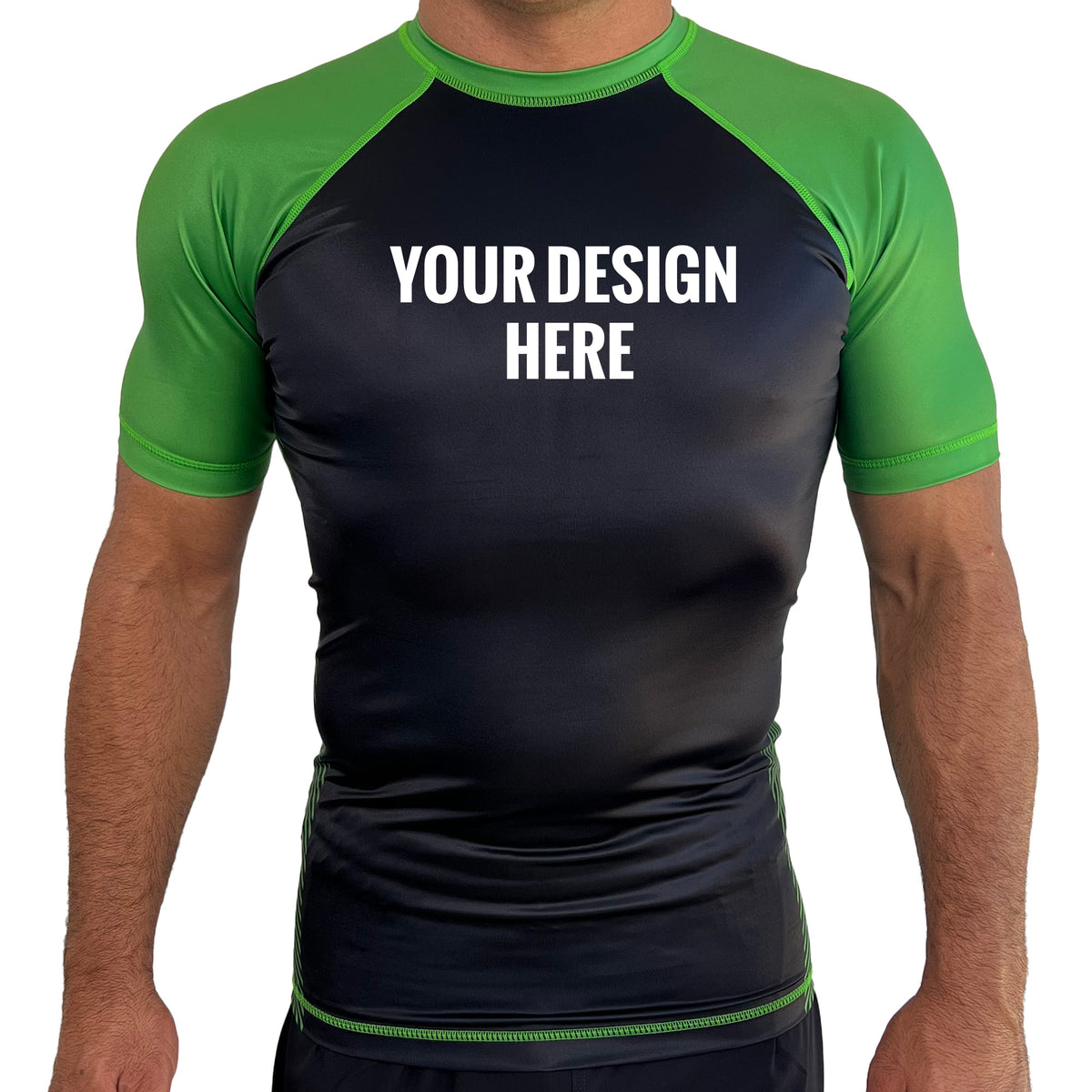 All Black Ranked Short Sleeve KIDS Rash Guards
