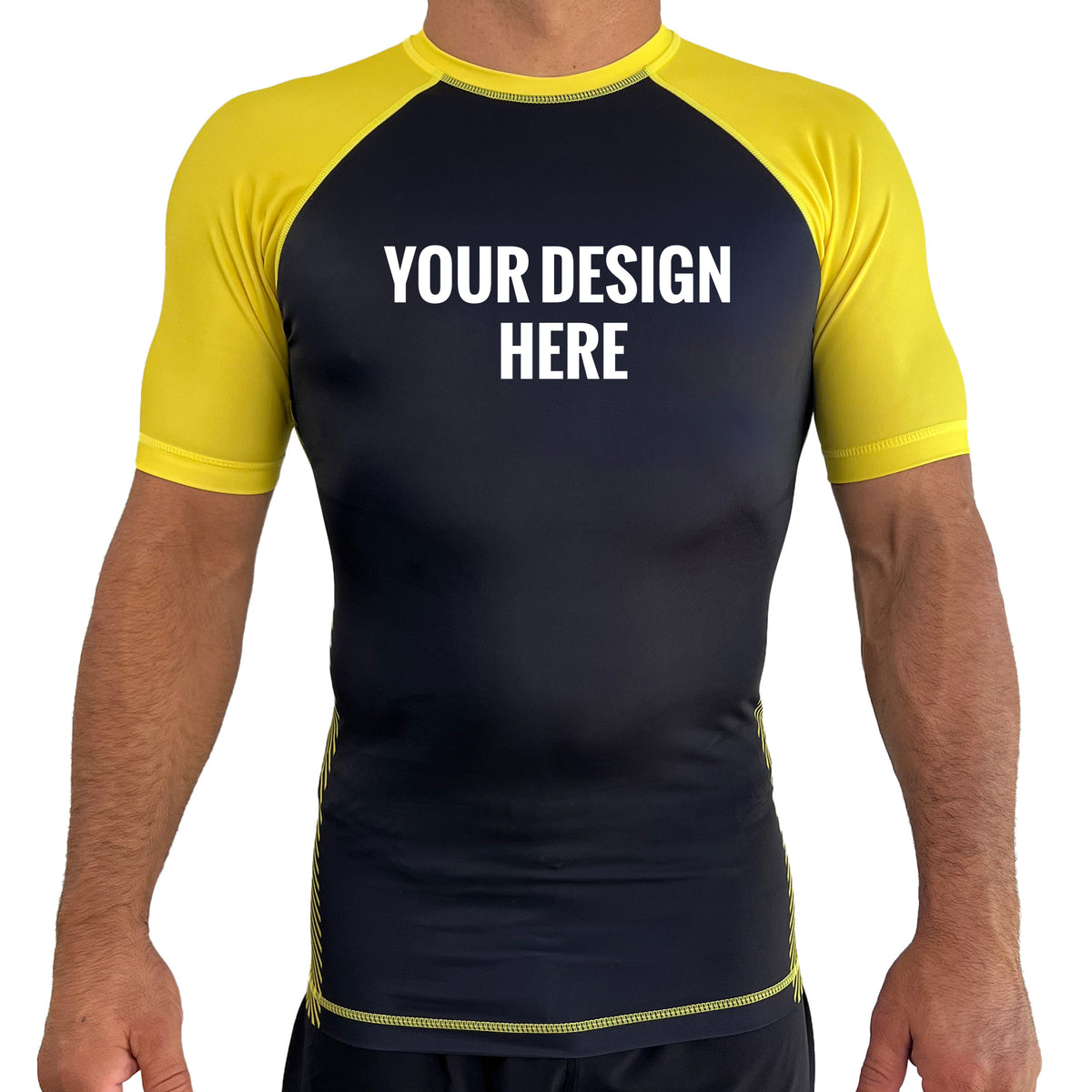 All Black Ranked Short Sleeve KIDS Rash Guards