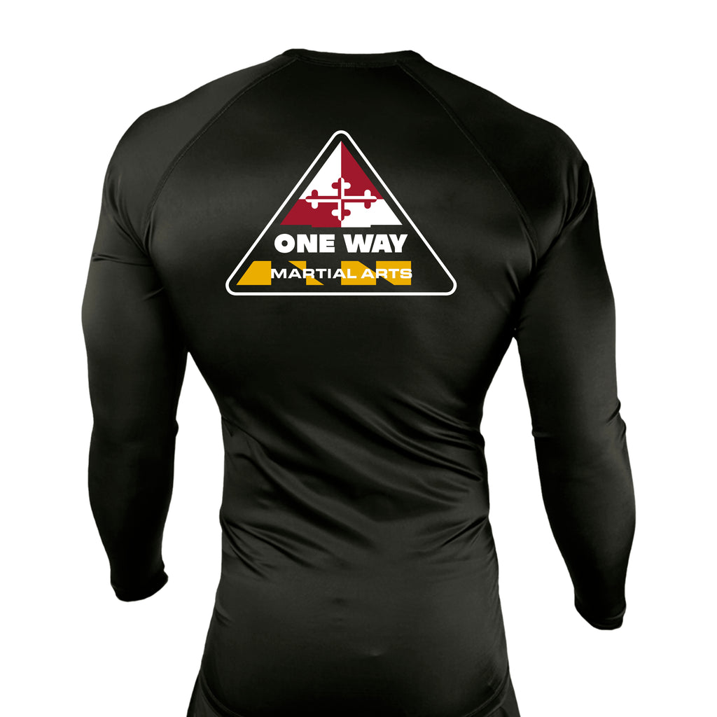 One Way Maryland All Black Rash Guards Long Sleeves