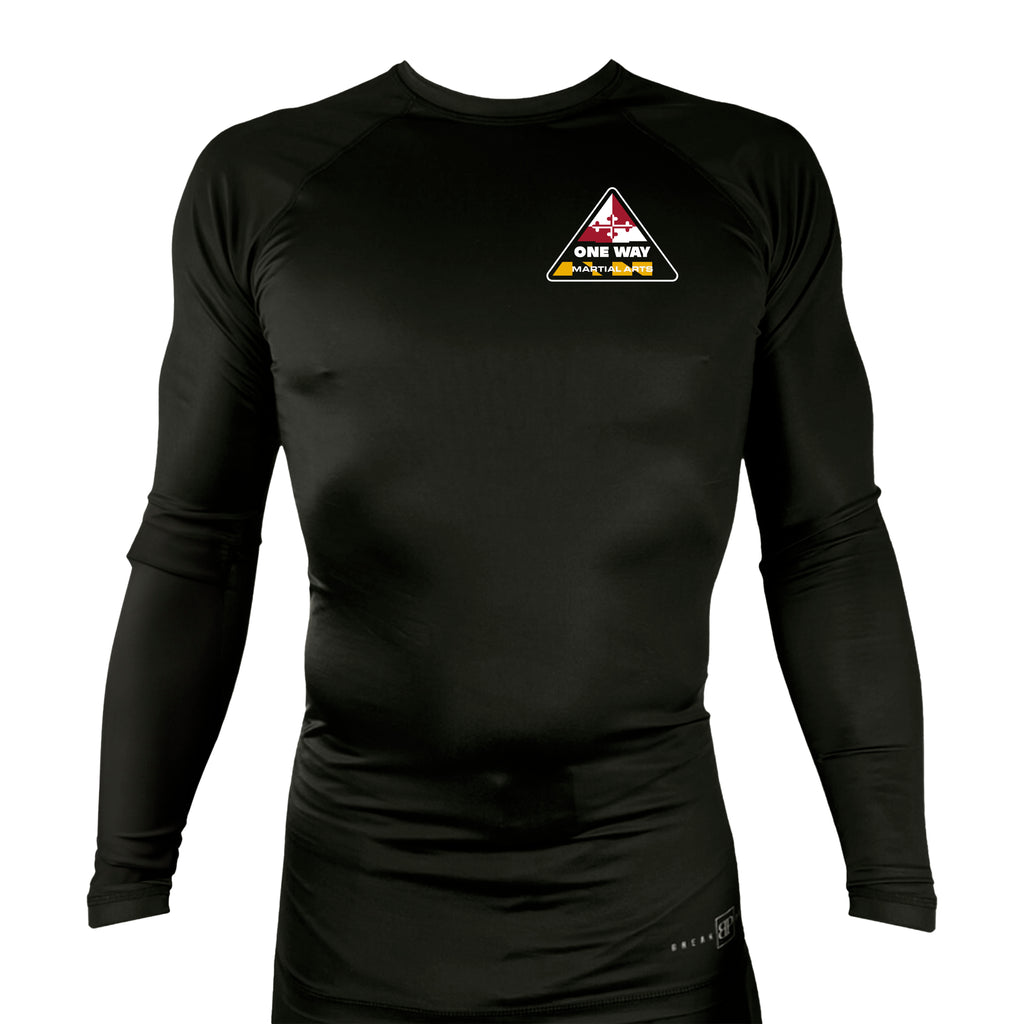 One Way Maryland All Black Rash Guards Long Sleeves