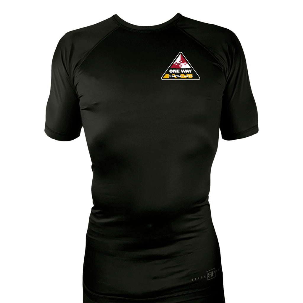 One Way Maryland All Black Rash Guards Short Sleeves