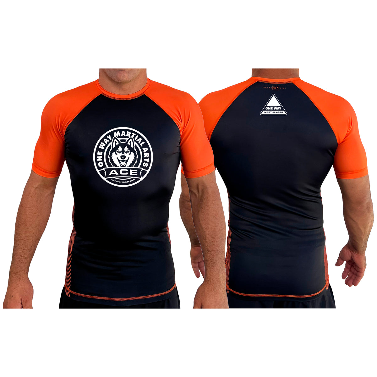 One Way ACE KIDS All Black Ranked Short Sleeve Rash Guards
