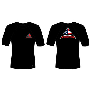 One Way USA All Black Rash Guards Short Sleeves