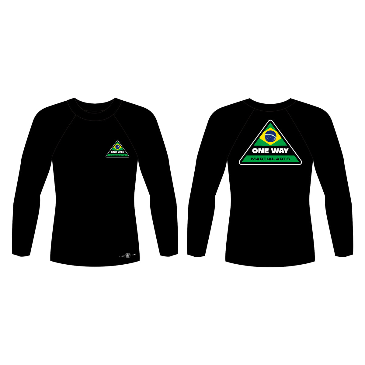 One Way Brazil All Black Rash Guards Long Sleeves