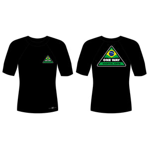 One Way Brazil All Black Rash Guards Short Sleeves