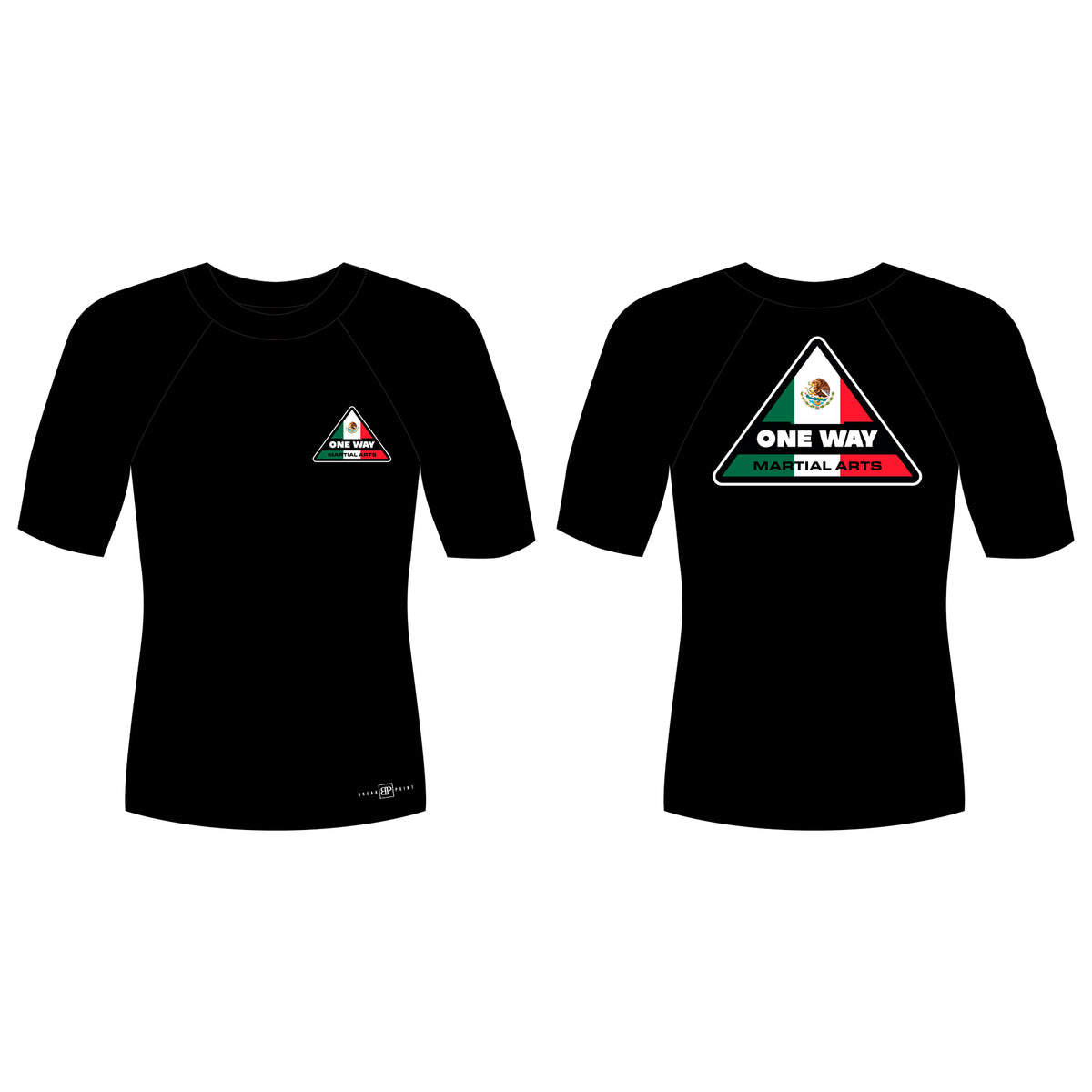 One Way Mexico All Black Rash Guards Short Sleeves